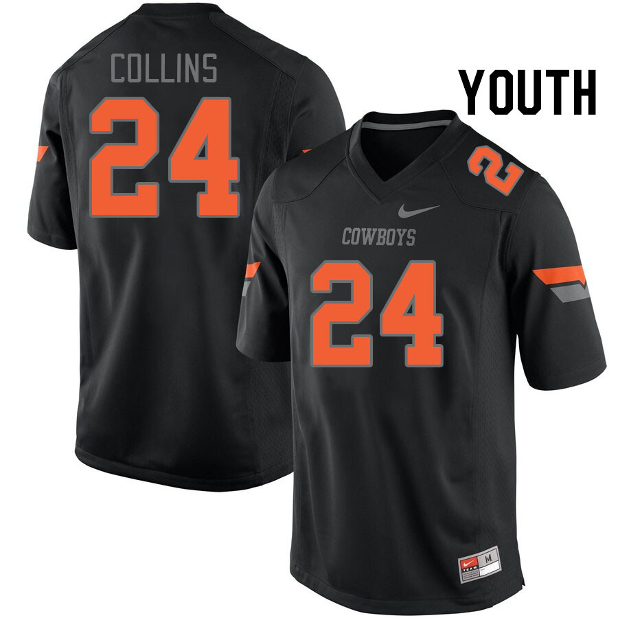 Youth #24 Elijah Collins Oklahoma State Cowboys College Football Jerseys Stitched-Black